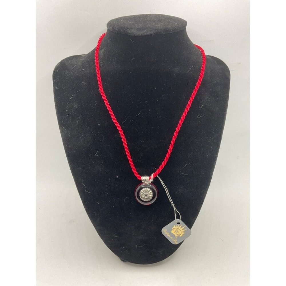 New Angelique de Paris Red Pendant necklace with cubic zirconia stone